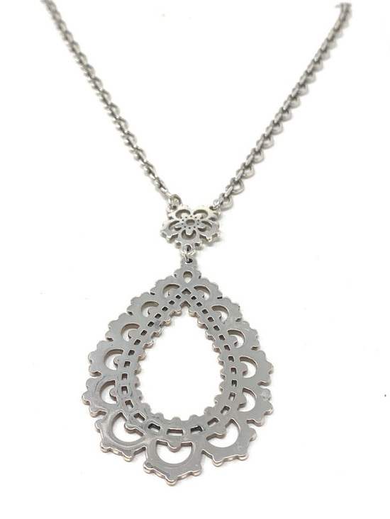 Brighton Jewelry - Brighton Bloomingale Silver Lace Teardrop Pendant Necklace